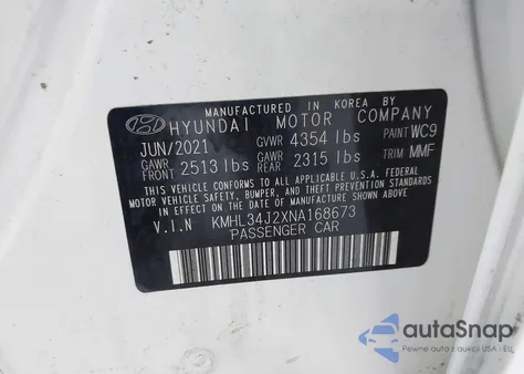 2022 Hyundai Sonata Limited from USA, damaged, VIN KMHL34J2XNA168673